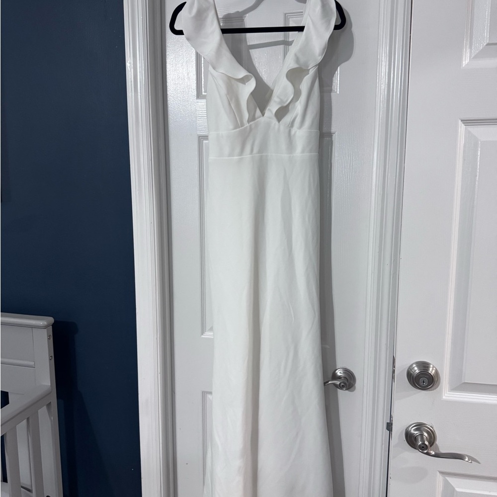 Lulu's White Ruffle Wedding Dress